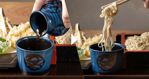 Dip the noodles into the sauce bowl before eating.  